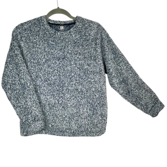 UNIQLO Deep Pile Fleece Crew Neck Sweatshirt Top Navy and White Mottled Womens S - Picture 11 of 11